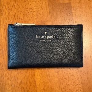 Kate Spade Black Textured Leather Wallet, EUC